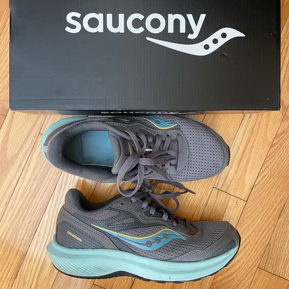 Saucony Cohesion 16 Women's Running Shoes Gravel and Ice (Grey and Teal) Size 8 - Picture 2 of 6